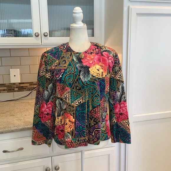 Jacques Fath Paris Vintage Floral Jacket EU Size 42 - Picture 1 of 10